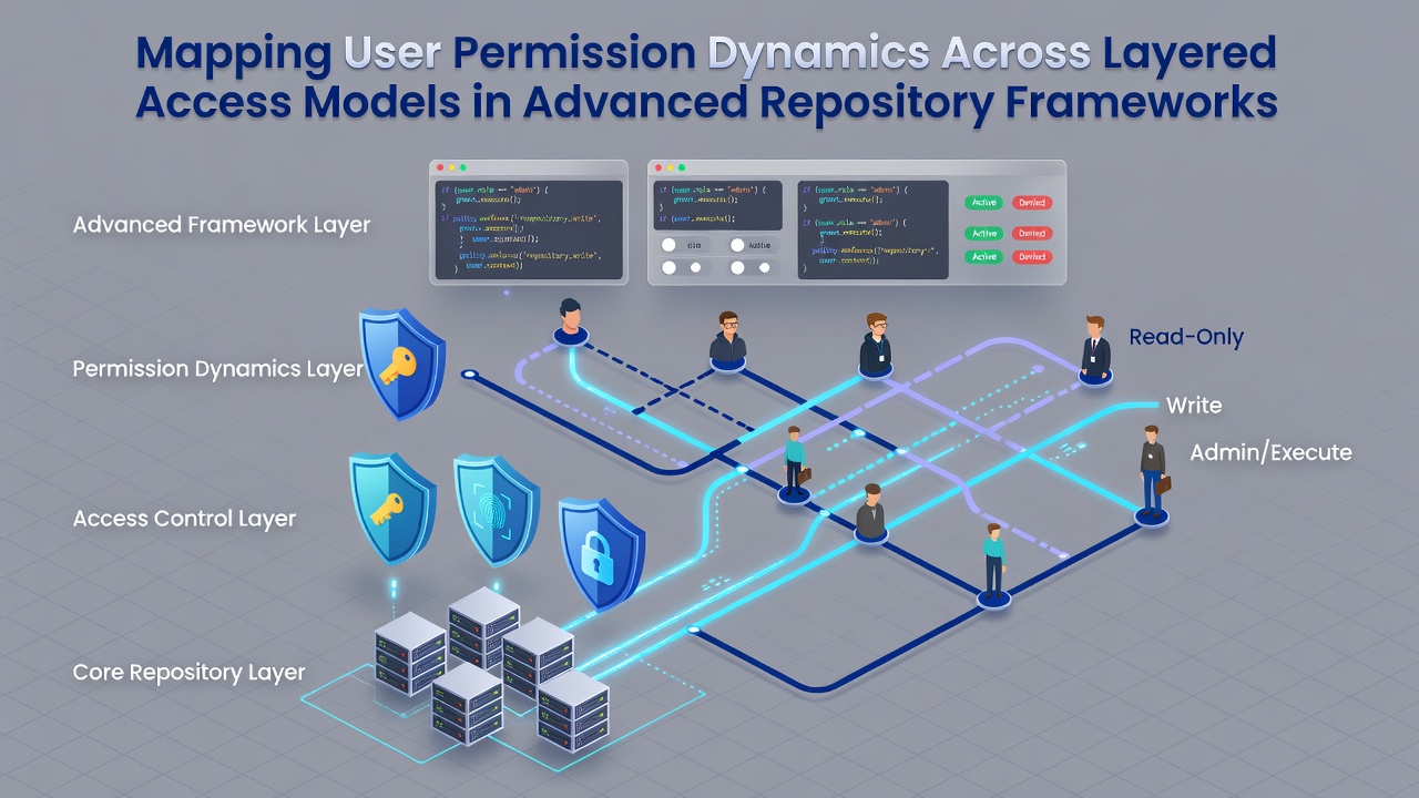 Screenshot of permission mapping dashboard displaying layered access flows and audit trails